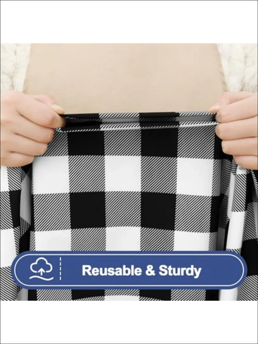 Fitted Picnic Tablecloth Set Elastic Buffalo Plaid Polyester 6 Pack